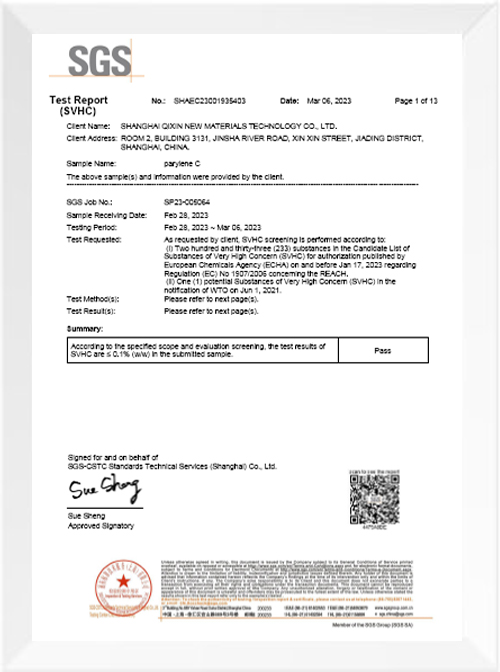 parylene C REACH SVHC